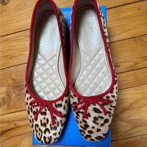 J. McLaughlin Animal Print Flats with Red Accents